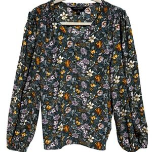 Zac & Rachel Women's Floral Print Long Sleeve Top Sz XL‎ Career Boho Cottagecore